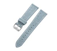Rimmean Bracelet de Montre en Cuir Souple Universel, 1 pièce, 18 mm, 20, 22, Noir, Gris, Marron, Toile, Accessoire for Homme et Femme(Blue-Silver Buckle,20mm)