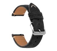 Rimmean Bracelet de Montre en Cuir suédé véritable 21 mm for Homme (1 pièce)(Black,21mmSilver Buckle)