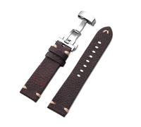 Rimmean Bracelet de montre en cuir vachette, 1 pièce, 18 mm, 20, 22, marron vieilli, véritable, boucle papillon(Dark Brown,20mm)