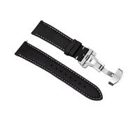 Rimmean Bracelet de montre en cuir vachette (1 pièce), 22 mm ou 24, boucle papillon(Black,24mmWith Black Buckle)