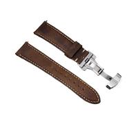 Rimmean Bracelet de montre en cuir vachette (1 pièce), 22 mm ou 24, boucle papillon(Brown,22mmWith Silver Buckle)