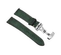 Rimmean Bracelet de montre en cuir vachette (1 pièce), 22 mm ou 24, boucle papillon(Green,22mmWith Black Buckle)