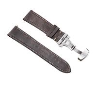 Rimmean Bracelet de montre en cuir vachette (1 pièce), 22 mm ou 24, boucle papillon(Grey,22mmWith Silver Buckle)