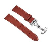 Rimmean Bracelet de montre en cuir vachette (1 pièce), 22 mm ou 24, boucle papillon(Red,24mmWith Rose Buckle)