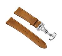 Rimmean Bracelet de montre en cuir vachette (1 pièce), 22 mm ou 24, boucle papillon(Yellow Brown,22mmWith Silver Buckle)