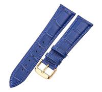 Rimmean Bracelet de montre en cuir véritable souple et résistant (1 pièce), largeur 18 à 24 mm, disponible marron, noir, bleu rouge(Blue gold clasp,21mm)
