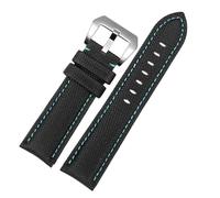 Rimmean Bracelet de montre en tissu lumineux (1 pièce) compatible avec les modèles PAM441, PAM01118, PAM01661, Diesel DZ4512, DZ7420 et DZ4500. toile imperméable 24 mm(Black blue-silver)