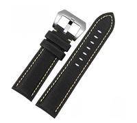 Rimmean Bracelet de montre en tissu lumineux (1 pièce) compatible avec les modèles PAM441, PAM01118, PAM01661, Diesel DZ4512, DZ7420 et DZ4500. toile imperméable 24 mm(Black beige-silver)