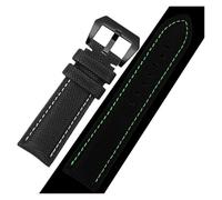 Rimmean Bracelet de montre en tissu lumineux (1 pièce) compatible avec les modèles PAM441, PAM01118, PAM01661, Diesel DZ4512, DZ7420 et DZ4500. toile imperméable 24 mm(Black-luminous-BK)