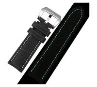 Rimmean Bracelet de montre en tissu lumineux (1 pièce) compatible avec les modèles PAM441, PAM01118, PAM01661, Diesel DZ4512, DZ7420 et DZ4500. toile imperméable 24 mm(Black-luminous-SR)