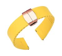 Rimmean Bracelet de Montre plongée en Caoutchouc fluorocarbone FKM qualité supérieure, 18 mm, Boucle Papillon à dégagement Rapide (1 pièce)(Yellow Rose)