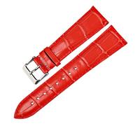 Rimmean Bracelet de montre rose for femme, disponible en 14, 16, 18, 20 et 22 mm, cuir véritable, avec étui(Red,20mm)