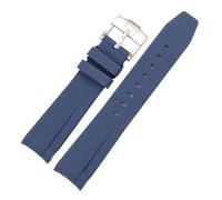 Rimmean Bracelet de montre souple 20 mm à extrémités incurvées, noir, vert, bleu, bracelet plongée(Blue)