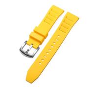 Rimmean Bracelet de montre souple 20 ou 22 mm, étanche et compatible avec les montres plongée Richard (1 pièce), en caoutchouc(Yellow,22mm)