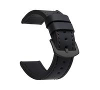 Rimmean Bracelet de montre sport vintage en cuir avec boucle acier inoxydable, 22 mm (1 pièce)(Black)