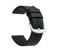 Rimmean Bracelet de montre sport vintage en cuir avec boucle acier inoxydable, 22 mm (1 pièce)(Black Green Silver)