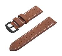 Rimmean Bracelet de montre sport vintage en cuir avec boucle acier inoxydable, 22 mm (1 pièce)(Brown White Black H)