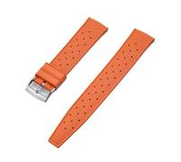 Rimmean Bracelet de montre tropical FKM 22-23 mm, compatible avec les bracelets universels à extrémités plates (1 pièce)(FKM-Orange Silver,23mm)
