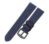 Rimmean Bracelet de montre unisexe en cuir vachette, disponible noir, bleu, gris et marron, 18 mm à 24, compatible avec les montres Galaxy(Blue Black Buckle,18mm)