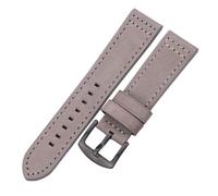 Rimmean Bracelet de montre unisexe en cuir vachette, disponible noir, bleu, gris et marron, 18 mm à 24, compatible avec les montres Galaxy(Gray Black Buckle,24mm)