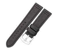 Rimmean Bracelet de montre unisexe en cuir vachette, disponible noir, bleu, gris et marron, 18 mm à 24, compatible avec les montres Galaxy(Black Silver Buckle,20mm)