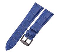 Rimmean Bracelet de montre unisexe en cuir véritable, motif crocodile, 1 pièce, tailles 18, 19, 20, 21, 22 et 24 mm, coloris noir, marron, bleu rouge(Blue Black Buckle,20mm)