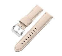 Rimmean Bracelet de montre universel à coutures apparentes, en cuir et toile voile résistant, disponible 20 mm, 22, 24 26 Accessoires for avec bracelet perforé(Beige White,20mm)