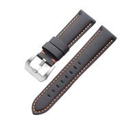 Rimmean Bracelet de montre universel à coutures apparentes, en cuir et toile voile résistant, disponible 20 mm, 22, 24 26 Accessoires for avec bracelet perforé(Black Orange,22mm)