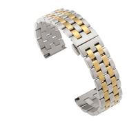 Rimmean Bracelet de montre universel en acier inoxydable massif, 1 pièce, embout incurvé, 18 mm, 20, 22, fermoir papillon, for hommes et femmes(Silver Gold,22mm)