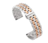 Rimmean Bracelet de montre universel en acier inoxydable massif, 1 pièce, embout incurvé, 18 mm, 20, 22, fermoir papillon, for hommes et femmes(Silver RoseGold,22mm)