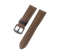 Rimmean Bracelet de montre universel en cuir for homme et femme, style vintage, étanche, 22 mm, avec fermoir à dégagement rapide(Army Green Black,Black Buckle)