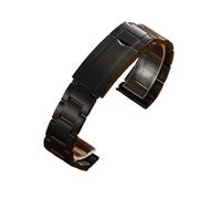 Rimmean Bracelet for homme en acier inoxydable avec boucle pliante à extrémité incurvée (1 pièce, 20 mm, 21, 22 mm)(Black,21mm)