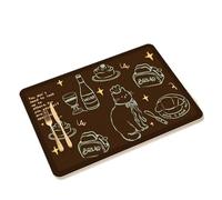 Rimmean Tapis De Séchage À Motif D'illustration Dessin Animé, 1 Pièce, Résistant La Chaleur, Antidérapant, Tampon Vidange, Imprimé Chien Chat Mignon, Comptoir Cuisine(4,50x80cm-mud)