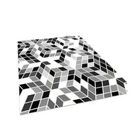 Rimmean Tapis De Sol Antidérapant À Motif Cube Imprimé, 1 Pièce, Noir, Blanc, Gris, for Salon, Chambre Coucher, Décoration Maison Moderne(120x160cm)