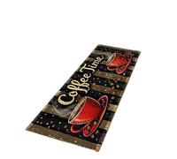 Rimmean Tapis De Sol Cuisine Long, 1 Pièce, Tasse Café Rouge, Design Imprimé, Antidérapant, Durable, Confortable, Sensation Pied Parfaite for La Décoration(1,40X120CM)