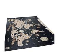 Rimmean Tapis Décoratif Éducatif for Enfants, Petite Carte du Monde, Aventure, Design De Ballons Animaux Amusants, 1 Pièce(1,40X60cm)