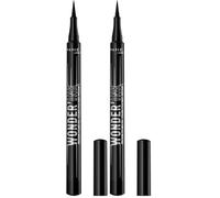 Rimmel - Eyeliner Wonder'Ink - Waterproof - Longue tenue - Mate - Application facile - Noir (01 Black) - 1 ml (0.03 FL OZ) (Lot de 2)