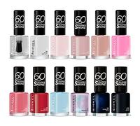 RIMMEL LONDON - 60 Seconds Super Shine Vernis à Ongles - Super Brillant, Ultra Brillant - Application précise en un seul coup - Jusqu'à 10 jours - Couleur à fort impact - 12 nuances assorties
