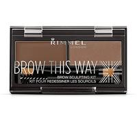 Rimmel London Brow This Way Kit de Modelage de Poudre à Sourcils, Finition Soignée et Précision Ultime avec la Formule Duo Compact, Brun Poyen, Poudre 0,04 oz, Cire 0,03 oz
