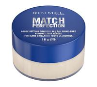 Rimmel London Match Perfection Poudre de fixation libre, Formule légère, Fini Mat, Maquillage Vegan,18 g, 001, Translucent
