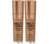Rimmel Multi-Tasker Better Than Filters, 006 Medium Deep, Base de Teint, Booster d’Éclat et Highlighter, formule vegan, léger, pigments réflecteurs de lumière, grand applicateur doux, 30 ml (Lot de 2)