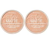 Rimmel - Poudre Compact Stay Matte - Anti-Brillance - Fini Mat et Naturel - 007 Mohair - 14gr (Lot de 2)