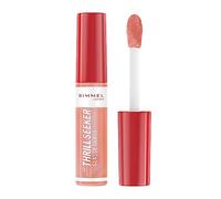 Rimmel Thrillseeker Glassy Gloss 250 Vibes Peachy Brillance hydratante, acide hyaluronique, complexe antioxydant, non collant, gros applicateur, lèvres saines, parfum délicieux, végétalien, sans
