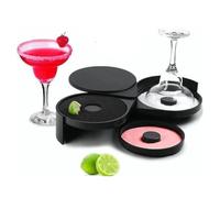 Rimmer en Verre De Bar, Paquet de Bordure en Verre à 3 Niveaux Garniture De Cocktail De Rimmer De Cocktail D'ouverture De Rotation sel et Sucre Verres Rimmer pour Le Bar, la Maison