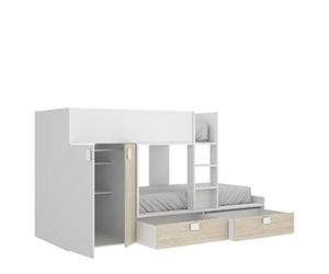 Rimobel Matt Lit superposé en mélamine, Blanc, Double