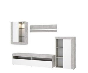 Rimobel Tokyo Salon TV modulaire, Panneau de Particules, Blanc, Cemento/Blanco