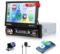 Rimoody 2G+64G Sans fil Carplay Android 13 Autoradio 1 Din avec Android Auto Navi GPS WiFi 7 Pouces Écran Automatique Extensible Autoradio avec Mirror Link Bluetooth FM/RDS/DAB/OBD/SWC Caméra de Recul