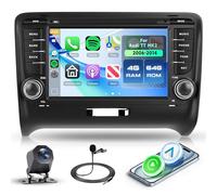 Rimoody 4G+64G Android Autoradio pour Audi TT MK2 2006-2014, 7'' Stereo Auto avec Carplay Android Auto sans Fil Écran Tactile Mirror Link GPS Navi Bluetooth WiFi FM/RDS/EQ Caméra Recul