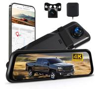 Rimoody 4K Rétroviseur Dashcam avec 1080P Caméra de Recul,9.66" Écran Tactile Avant et Arrière Double Lentille Dashcam Voiture HDR Vision Nocturne GPS/APP & WiFi Control/BSD & ADAS/Loop Video/G-Sensor