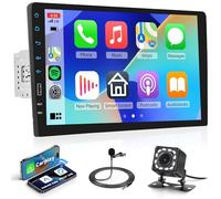 Rimoody Autoradio 1 Din Carplay sans Fil Android Auto 9 Pouces Autoradio avec Écran Tactile Mirror Link Radio FM Bluetooth USB/AUX/Type C/DVR Commande au Volant Caméra de Recul 12 LED Microphone